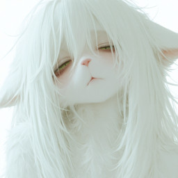 anthro close-up exhausted face_focus female fluffy fur green_eyes hair half-closed_eyes head_tilt inner_ear_fluff looking_at_viewer narrowed_eyes neck_tuft pink_nose pupils shoulder_tuft slit_pupils solo tired tired_expression tired_eyes tuft white_body white_fur white_hair sleepykitty domestic_cat felid feline felis humanoid mammal half-length_portrait hi_res portrait