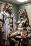 animal_genitalia anthro balls breasts casual_nudity duo felid female fur genitals hi_res leopard male mammal nipples nude pantherine plant pussy sheath ulfur5605