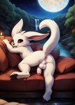 anthro anus blep candle fluffy fluffy_tail furniture genitals hooves humanoid_genitalia humanoid_penis landscape looking_at_viewer looking_back male night penis perineum presenting raised_tail sofa solo tongue tongue_out waterfall white_body gilbertaram ori_(series) ori_and_the_blind_forest ori_and_the_will_of_the_wisps ori spirit hi_res