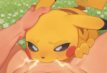 bestiality duo feral first_person_view fur human_on_feral human_penetrating interspecies looking_at_viewer male oral penetration pokephilia sex yellow_body yellow_fur twinkaton nintendo pokemon generation_1_pokemon human mammal pikachu pokemon_(species)