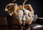 anthro anus anus_focus balls bent_over big_butt black_background butt butt_focus clothing feline_tail fur furniture genitals hand_on_butt humanoid_genitalia humanoid_penis implied_oral implied_sex legwear light looking_back male multicolored_body multicolored_fur penis pink_anus pink_penis presenting presenting_anus presenting_hindquarters raised_tail simple_background sofa solo spread_anus spread_butt spreading thick_thighs thigh_highs thing_aside thong underwear white_butt wide_hips yellow_body yellow_fur potato_salad animal_humanoid felid felid_humanoid feline felis humanoid lion mammal mammal_humanoid pantherine pantherine_humanoid hi_res lighting