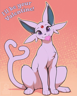 <3 barely_visible_genitalia barely_visible_pussy condom condom_in_mouth female feral front_view genitals halftone halftone_background happy looking_at_viewer pattern_background pink_background pussy sexual_barrier_device simple_background sitting smile solo text tailupsd nintendo pokemon valentine's_day eeveelution espeon generation_2_pokemon pokemon_(species) english_text hi_res story story_in_description watermark
