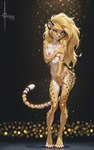 4_toes 5_fingers anthro athletic athletic_female big_hair black_pawpads breast_squish breasts claws covering covering_self erect_nipples feet female fingers frown fur glistening glistening_lips hair inviting lips looking_at_viewer lying natural_breasts nipple_slip nipples nude on_back pawpads pose purple_eyes reflection simple_background smile solo spots spotted_body spotted_fur squish standing tail tiptoes toes tuft numeradin cheetah felid feline mammal absurd_res full-length_portrait hi_res portrait