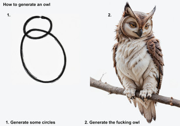 ambiguous_gender branch brown_body brown_feathers claws depth_of_field feathers feral fluffy grey_eyes looking_down narrowed_eyes orange_sclera photorealism realistic_feral solo talons text white_body white_feathers leepus meme_2026 avian bird owl english_text hi_res novaanimalxl_(model)
