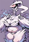 anthro blue_eyes blush breasts chubby_female claws female fur peach_pussy slightly_chubby solo white_body white_fur wings anonymous_director dragon generation_5_pokemon legendary_pokemon pokemon_(species) reshiram hi_res