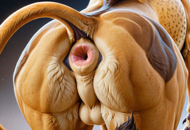 anus balls bright_colors butt close-up feral fluffy from_behind_position genitals male puckered_anus realistic sex solo tail feral_vortex felid lion mammal pantherine detailed
