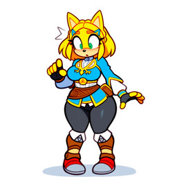 accessory anthro blush boots bottomwear breasts clothing eyelashes female fingerless_gloves footwear fur gloves green_eyes hair_accessory hairclip handwear pants simple_background solo thick_thighs yellow_body yellow_fur zeitgeist1234 nintendo sonic_the_hedgehog_(series) the_legend_of_zelda princess_zelda eulipotyphlan hedgehog mammal 2025