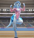 anthro athletic athletic_female clothing female gymnastics leotard solo gusc3 blue_(blue's_clues) canid canine canis domestic_dog mammal hi_res