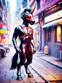 ambiguous_gender anthro armor bridle cuff_(restraint) cyberpunk drone harness headgear helmet hooves horn hypnosis iridescent latex male mane mind_control neon nullo pearlescent restraints slave solo solo_focus ssurgul street tail visor wrist_cuffs equid equine mammal unicorn hi_res