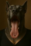 anthro bodily_fluids breasts cleavage clothed clothing dripping eyes_closed female long_tongue mouth_shot open_mouth oral_invitation saliva saliva_drip saliva_on_tongue solo tongue tongue_out canid canine canis domestic_dog great_dane mammal mastiff molosser hi_res