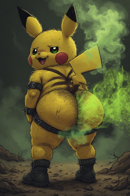 anthro bdsm bent_over big_butt blush body_hair boots brown_markings butt butt_hair clothing dirty fart fart_cloud fart_fetish footwear fur gas green_background green_eyes hairy laughing looking_back male markings pikachuf-arts pink_tongue pubes raunchy simple_background slightly_chubby smoke smug solo tongue wasteland yellow_body yellow_fur nintendo pokemon generation_1_pokemon pikachu pokemon_(species)