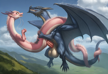 animal_genitalia balls barbel_(anatomy) big_balls big_penis black_claws black_horn blue_body blue_scales blue_tail bodily_fluids claws clenched_teeth cloaca cloud cloudy_sky day detailed_background duo enjoying entwined_tails erection feet female female_feral female_on_feral female_penetrated feral feral_on_feral feral_penetrated feral_penetrating feral_penetrating_female feral_penetrating_feral flesh_whiskers flying fur genital_fluids genitals horn huge_balls huge_penis hyper hyper_genitalia looking_pleasured male male/female male_feral male_on_feral male_penetrating male_penetrating_female male_penetrating_feral mane membrane_(anatomy) membranous_wings monotone_genitals mountain multicolored_body muscular mythology open_mouth outside penetration penile penile_penetration penis penis_in_pussy pink_body pink_fur pink_genitals pink_penis pink_pussy pink_scales plant pussy red_penis scales sex sky smile spikes spikes_(anatomy) spread_wings tail tail_coil tail_tuft tan_balls tan_body teeth toes tongue tuft vaginal vaginal_fluids vaginal_penetration ventral_scales whiskers wings yellow_eyes gridanon dragon eastern_dragon mythological_creature mythological_scalie scalie western_dragon detailed hi_res novelai