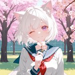breasts female flower pixai plant small_breasts solo spring domestic_cat felid feline felis human humanoid mammal hi_res tagme