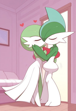 <3 blush duo eyes_closed female floating_heart inside kissing male male/female anguirus12345 nintendo pokemon gallade gardevoir generation_3_pokemon generation_4_pokemon humanoid pokemon_(species) hi_res
