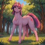 animal_genitalia animal_penis balls blush cutie_mark equine_genitalia equine_penis feral flower genitals grass male outside penis plant sky solo tree nameynamename my_little_pony twilight_sparkle_(mlp) equid equine horse mammal