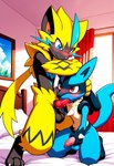 animal_genitalia animal_penis anthro anthro_on_anthro anthro_penetrated anthro_penetrating anthro_penetrating_anthro balls blush canine_genitalia canine_penis duo fellatio genitals male male/male male_penetrated male_penetrating male_penetrating_male masturbation oral oral_penetration penetration penile penis sex anguirus12345 nintendo pokemon generation_4_pokemon generation_7_pokemon legendary_pokemon lucario pokemon_(species) zeraora hi_res