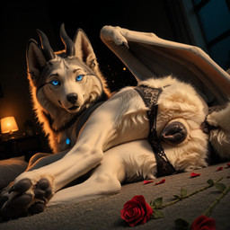 animal_genitalia animal_pussy anus bedroom_eyes canine_genitalia canine_pussy clothed clothing female feral flower genitals glowing glowing_eyes horn jewelry looking_at_viewer markings membrane_(anatomy) membranous_wings narrowed_eyes necklace night panties panties_down partially_clothed pawpads paws piercing plant presenting pussy raised_tail realistic_feral rose_(flower) seductive solo tail_anus underwear underwear_down wings pleasedontlook canid canid_demon canine canis demon domestic_dog hellhound husky mammal nordic_sled_dog spitz hi_res