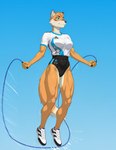 anthro asian_clothing athletic athletic_female bottomwear buruma clothing east_asian_clothing female footwear japanese_clothing jump_rope shoes sneakers solo gusc3 canid canine fox mammal hi_res
