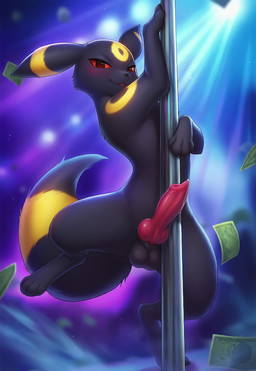 animal_genitalia animal_penis balls bodily_fluids canine_genitalia canine_penis dancing feral genital_fluids genitals grinding knot looking_at_viewer male money neon_lights on_hind_legs open_mouth paws penis pole pole_dancing precum seductive solo firewolf890 nintendo pokemon canid canine eeveelution generation_2_pokemon mammal pokemon_(species) umbreon animated hi_res short_playtime webm