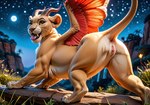 anus female feral genitals horn paws pussy solo uauaua111222 wings felid lion mammal pantherine absurd_res hi_res