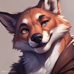 animated anthro canid canine fox headshot_portrait joachim58 male mammal one_eye_closed portrait smile solo wink