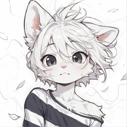 anthro clothed clothing fur male off_shoulder shy simple_background solo white_background white_body white_fur keryesh4ka domestic_cat felid feline felis mammal