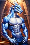 abs anthro athletic athletic_anthro athletic_male biceps bottomwear clothing male muscular muscular_anthro muscular_arms muscular_male navel pecs shorts solo triceps veiny_biceps veiny_muscles unknown_director dragon hi_res