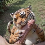 anthro fellatio female feral genitals licking oral penile penis penis_lick sex tongue tongue_out felid mammal pantherine tiger invalid_tag animated webm