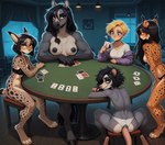 anthro bra breasts card card_game chair clothed clothing exposed_breasts facial_piercing female furniture gaming group nose_piercing nose_ring on_chair panties partially_clothed piercing poker_table ring_piercing sitting sitting_on_chair underwear window anonymous_director american_opossum didelphid equid equine felid feline horse human lynx mammal marsupial virginia_opossum hi_res