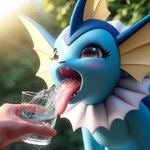 blush bodily_fluids eeveelution female feral first_person_perspective generation_1_pokemon glass pokemon_(species) saliva solo vaporeon water