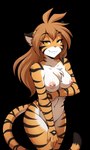 anthro arm_under_breasts bangs bedroom_eyes breasts brown_hair chest_tuft eyelashes female fur hair long_hair looking_at_viewer medium_breasts narrowed_eyes neck_tuft nipple_piercing nipples nude orange_body orange_fur piercing prompt seductive simple_background smile smug smug_face solo standing striped_body stripes transparent_background tuft white_body white_fur wide_hips yellow_eyes leomole twokinds fan_character flora_(twokinds) felid mammal pantherine tiger 2024 alpha_channel hi_res portrait three-quarter_portrait