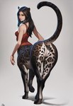 black_hair bottomless butt clothed clothing digitigrade female hair long_hair looking_at_viewer presenting presenting_hindquarters shirt simple_background smile solo topwear twisting walking director_crashbandit animal_humanoid felid felid_humanoid felid_taur humanoid leopard leopard_humanoid leopard_taur mammal mammal_humanoid mammal_taur pantherine pantherine_humanoid pantherine_taur taur hi_res novelai