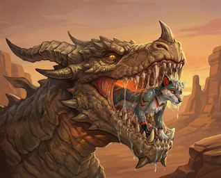 ambiguous_gender anthro black_nose bodily_fluids chin_spikes countershading duo excessive_saliva facial_horn facial_spikes fangs feral fur gloves_(marking) grey_body grey_fur horn in_mouth larger_ambiguous larger_feral male markings mythology nose_horn open_mouth oral_vore outside partially_inside pupils saliva scales sharp_teeth size_difference slit_pupils smaller_anthro smaller_male spikes spikes_(anatomy) sunset teeth vore white_body white_countershading white_fur yellow_body yellow_eyes yellow_scales slippy1234 canid canine canis dragon mammal mythological_creature mythological_scalie scalie wolf