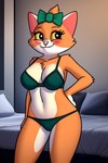 anthro breasts clothing female fur kusya_(sberbank) mascot orange_body orange_fur pose solo standing underwear wonderlol90 domestic_cat felid feline felis mammal