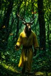 animated anthro antlers cervid clothing forest horn joachim58 male mammal plant robe solo tree walking