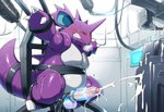 anal anal_penetration balls bdsm big_balls big_penis bodily_fluids bondage bound claws cum_collecting feral fucking_machine genital_fluids genitals humanoid_genitalia humanoid_penis machine male male/male penetration penile penis penis_milking penis_milking_machine restraints sex_toy sex_toy_insertion solo spread_legs spreading tail teeth toe_claws vein veiny_penis nintendo pokemon generation_1_pokemon nidoking pokemon_(species)