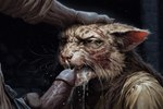 alley anthro bodily_fluids cum cum_in_mouth cum_inside duo fellatio female genital_fluids male male/female oral penile scratches sex substance_intoxication hyperion felid human khajiit mammal