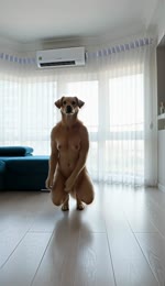 air_conditioner all_fours anthro breasts digitigrade female fur furniture genitals living_room nude nude_female realistic small_breasts sofa solo yellow_body yellow_fur zabern bird_dog canid canine canis domestic_dog golden_retriever hunting_dog mammal retriever absurd_res animated hi_res webm
