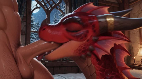 anthro balls blizzard_entertainment duo erection fellatio female fin furniture genitals horn human_on_anthro human_penetrating humanoid_genitalia humanoid_penis inside interspecies male male/female moon mythology night nude open_mouth oral penetration penile penis plant pubes red_body red_scales scales sex snow teeth tongue tongue_out tree winter yellow_eyes ranburner warcraft dracthyr dragon human mammal mythological_creature mythological_scalie scalie western_dragon animated short_playtime webm