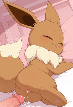 after_sex after_vaginal bodily_fluids brown_body brown_fur cum cum_from_pussy cum_in_pussy cum_inside disembodied_penis duo eyes_closed female feral fur genital_fluids genitals humanoid_genitalia humanoid_penis male male/female penis pussy tongue tongue_out anguirus12345 nintendo pokemon eevee generation_1_pokemon human mammal pokemon_(species) hi_res