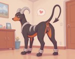 <3 anatomically_correct anatomically_correct_genitalia anatomically_correct_pussy animal_genitalia animal_pussy anus bedroom_eyes blush butt canine_genitalia canine_pussy claws female feral fur genitals half-closed_eyes horn inside looking_at_viewer looking_back looking_back_at_viewer multicolored_body multicolored_fur narrowed_eyes presenting presenting_anus presenting_hindquarters presenting_pussy pussy quadruped raised_tail rear_view seductive smile solo spade_tail standing tail verbotenvertex nintendo pokemon canid canine generation_2_pokemon houndoom mammal pokemon_(species) hi_res