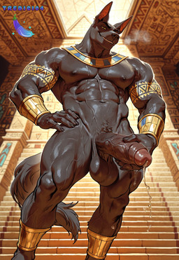abs anthro balls biceps big_balls big_penis black_balls black_eyes bodily_fluids butt dark_balls ear_piercing egyptian erection fingernails foreskin genital_fluids genitals glans glistening glistening_balls glistening_genitalia glistening_penis gold_(metal) gold_jewelry holding_penis huge_balls huge_penis humanoid_genitalia humanoid_penis inviting_to_sex jewelry leaking_precum long_penis male muscular muscular_anthro muscular_male muscular_thighs nails navel nipples obliques pecs penis piercing precum presenting presenting_balls presenting_penis saggy_balls seductive shadows smile smiling_at_viewer solo tail tattoo thick_penis thick_thighs uneven_balls vein veiny_abs veiny_biceps veiny_calves veiny_muscles veiny_pecs veiny_penis veiny_thighs yellow_sclera tredici05 anubis canid canine canis deity domestic_dog egyptian_mythology humanoid mammal hi_res