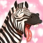 <3 ahegao ambiguous_gender black_body black_fur blue_eyes bodily_fluids drooling feral fucked_silly fur half-closed_eyes looking_pleasured male narrowed_eyes open_mouth pink_background reaction_image saliva simple_background solo striped_body stripes teeth tongue tongue_out white_body white_fur anonymous_director equid equine mammal zebra headshot_portrait portrait