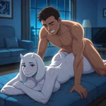 anthro big_breasts big_butt blush breasts butt duo female from_behind_position human_on_anthro human_penetrating interspecies lying male male/female night on_front penetration sex vaginal vaginal_penetration animsaiuniverse undertale undertale_(series) toriel human mammal animated hi_res webm