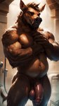 anthro balls belly big_balls big_penis body_hair brown_body brown_fur flaccid fur genitals hair humanoid_genitalia humanoid_penis light looking_at_viewer male musclegut muscular muscular_anthro muscular_male navel nipples nude pecs penis presenting provocative realistic seductive shower showering slightly_chubby smile solo water wet wet_body notte mammal suid suina sus_(pig) wild_boar 4k absurd_res colored colorful detailed hi_res lighting portrait shaded soft_shading three-quarter_portrait warm_colors