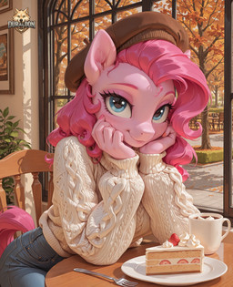 anthro blue_eyes colored_nails cozy curled_mane eyebrows eyeshadow female hair looking_at_viewer makeup nails pink_body pink_eyeshadow pink_hair pink_nails ponytail smile smiling_at_viewer solo duraldon friendship_is_magic my_little_pony pinkie_pie_(mlp) equid equine horse mammal pony hi_res