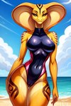 anthro beach clothing female seaside skintight_clothing solo swimwear cobra reptile scalie snake