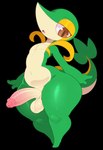 anthro balls genitals looking_at_viewer male open_mouth penis simple_background solo twinkaton nintendo pokemon generation_5_pokemon mammal pokemon_(species) reptile scalie snivy hi_res