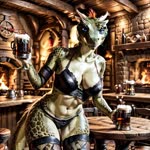 alcohol anthro beer beverage bra clothing female footwear lace legwear panties socks solo solo_focus tavern thigh_highs thigh_socks underwear a_random_fennec the_elder_scrolls lifts-her-tail the_lusty_argonian_maid argonian scalie animated webm