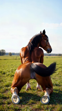 all_fours animal_genitalia animal_pussy anthro anus brown_body brown_fur butt equine_anus equine_genitalia equine_pussy female field fur genitals grass hands_on_ground horse_ears horse_tail horseshoe kneeling_on_ground plant presenting presenting_hindquarters pussy realistic realistic_fur realistic_lighting solo zabern equid equine horse mammal absurd_res animated hi_res short_playtime webm